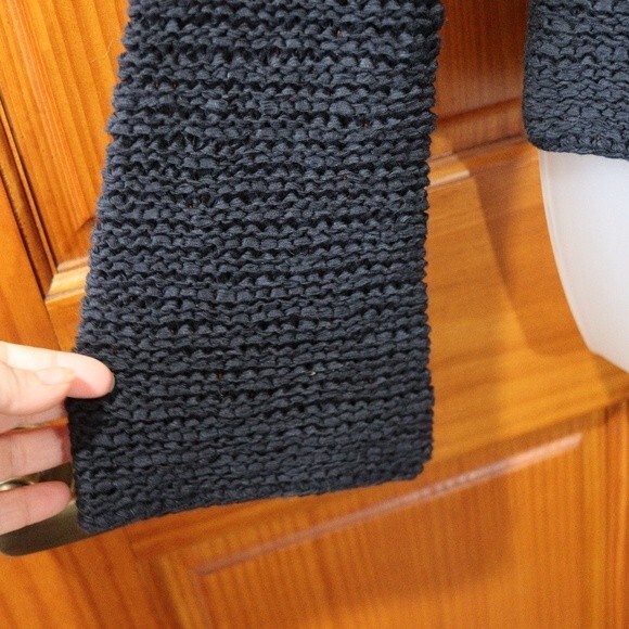 Anne Klein Black Open Weave Knit Sweater With Tie Side LG - Picture 6 of 14